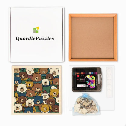 Scarf Bears - Wooden Coloring Puzzle