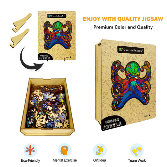 Rainbow Reef Octopus Wooden Jigsaw Puzzle