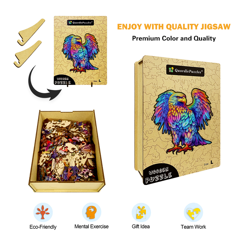 🔥LAST DAY 92% OFF-Colorful Eagle Head Poster Wooden Jigsaw Puzzle