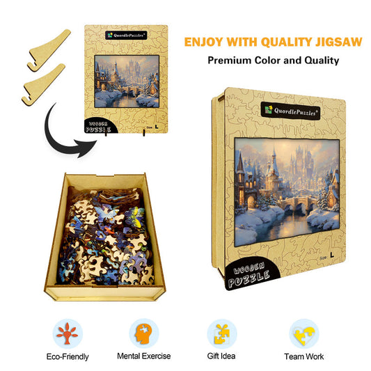 Snowy Village Wooden Jigsaw Puzzle