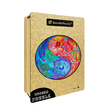 Fire and Water Mandala Wooden Jigsaw Puzzle