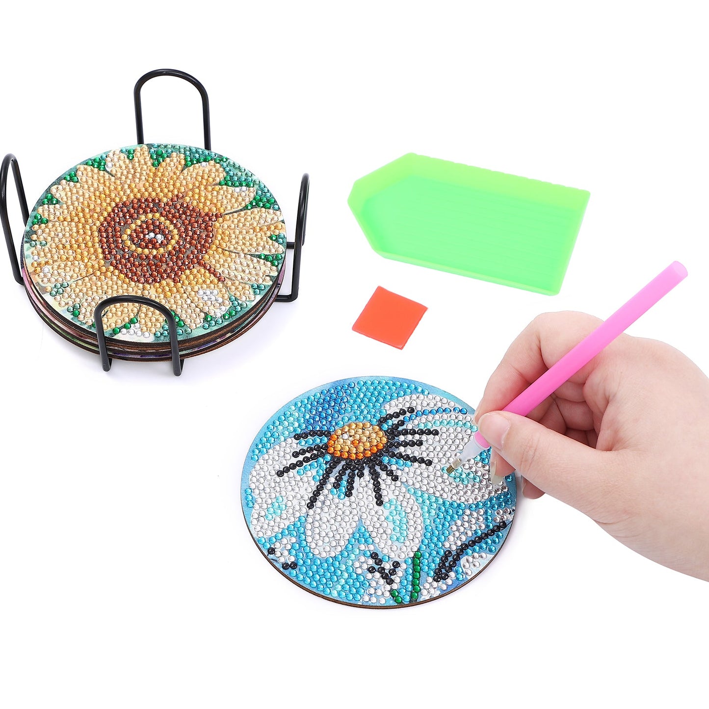 DIY Flower C Diamond Painting Coasters