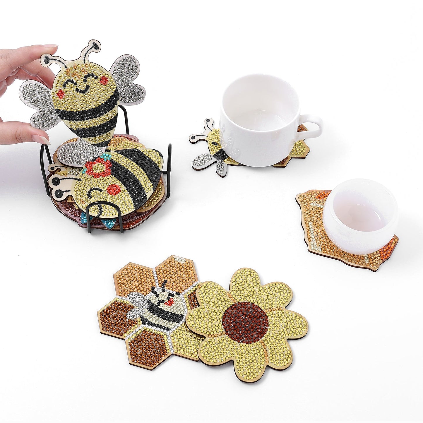 DIY Honeybee Diamond Painting Coasters