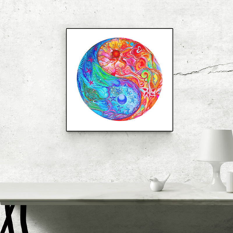 Fire and Water Mandala Wooden Jigsaw Puzzle