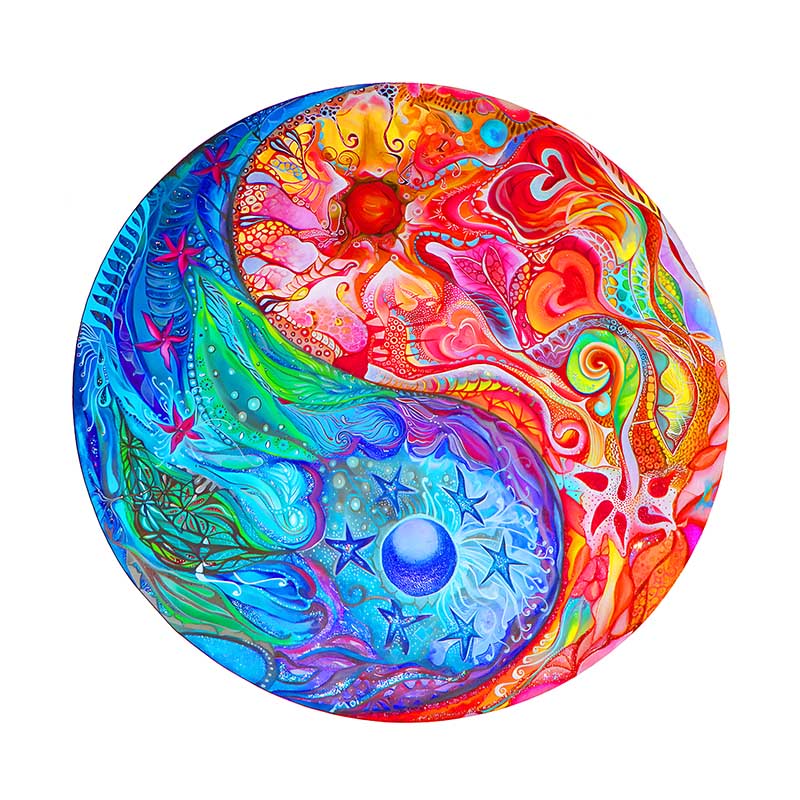 Fire and Water Mandala Wooden Jigsaw Puzzle