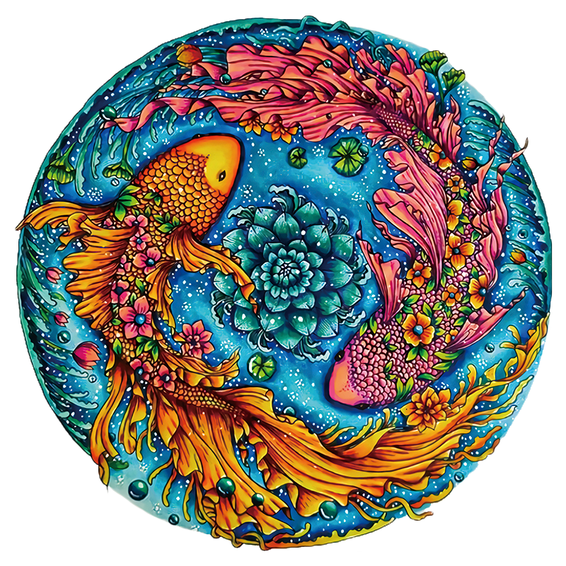 Double Fish Wooden Jigsaw Puzzle