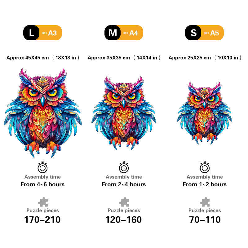 🔥LAST DAY 92% -Cute Colorful Owl Wooden Jigsaw Puzzle