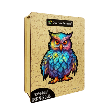 🔥LAST DAY 92% -Owl With Colorful Feathers Wooden Jigsaw Puzzle