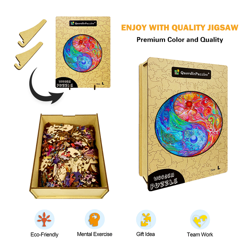 Fire and Water Mandala Wooden Jigsaw Puzzle