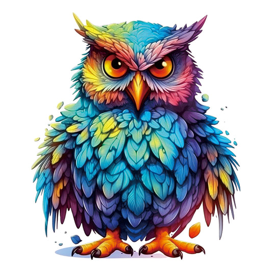 🔥LAST DAY 92% -Owl With Colorful Feathers Wooden Jigsaw Puzzle