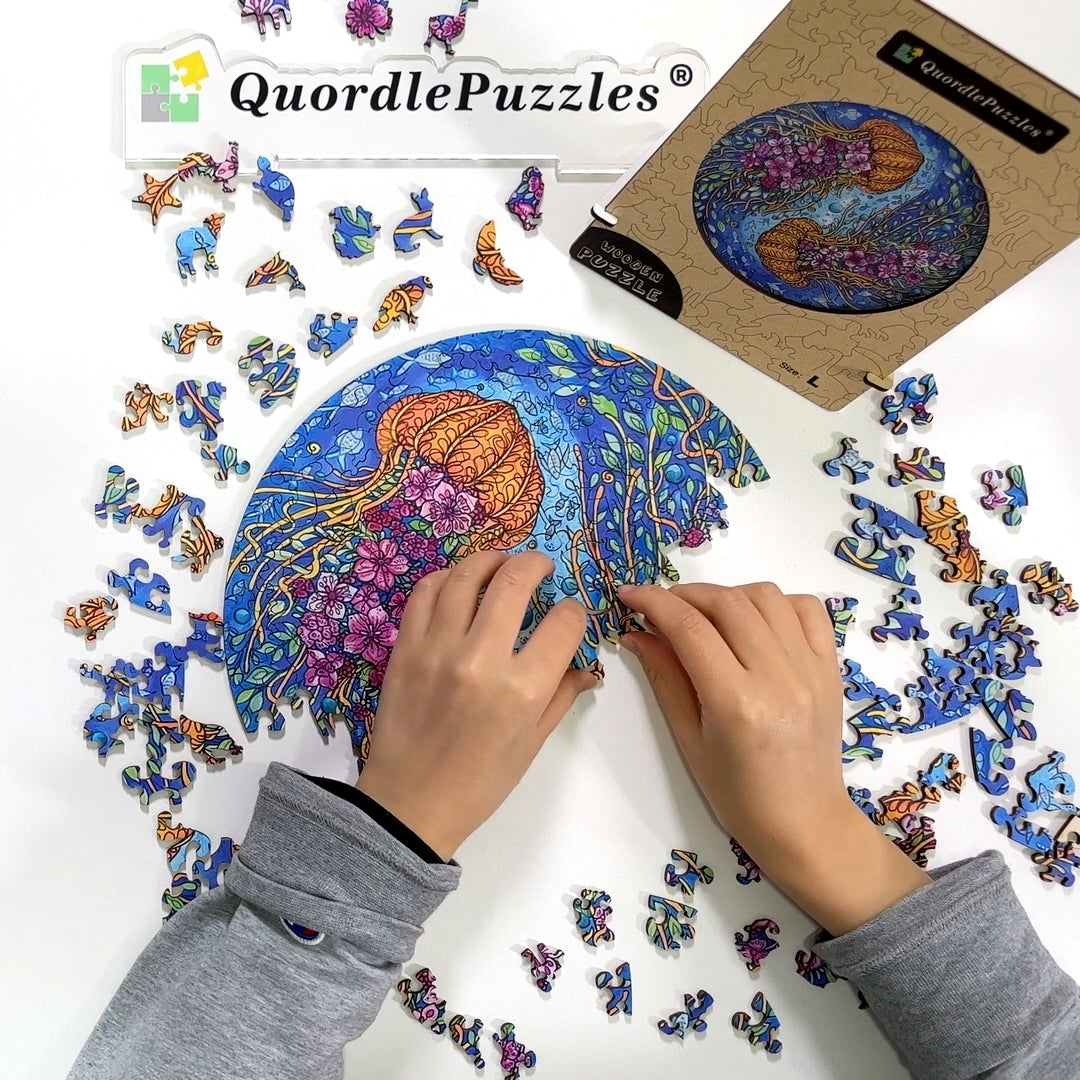 Twin Jellyfish Wooden Jigsaw Puzzle