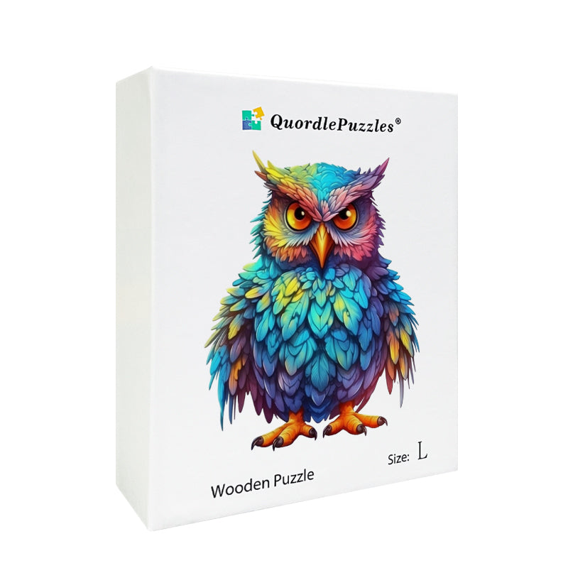🔥LAST DAY 92% -Owl With Colorful Feathers Wooden Jigsaw Puzzle